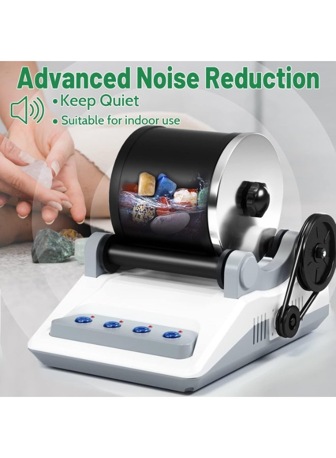 Bukela طقم مطحنة الصخور، مصقل الصخور للأطفال والبالغين، يتضمن 2 أحزمة، كيس من الحجارة الخام، 4 طحن خشن، طحن ناعم، جزيئات تلميع - Image 2